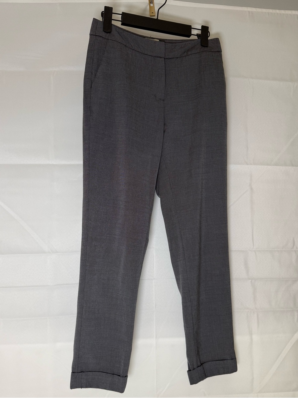 REISS Grey Wool Blend Tailored Cropped Cuff Trousers Pants US 4 - Picture 2 of 11